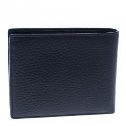 Pre Owned Cerruti 1881 Dark Blue Leather Derby Bifold Wallet