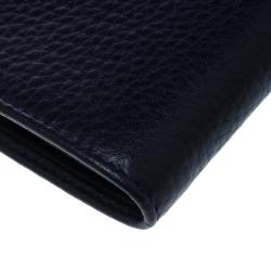 Pre Owned Cerruti 1881 Dark Blue Leather Derby Bifold Wallet