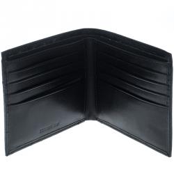 Cerruti 1881 Black Ostrich Embossed Leather Mayfair Bifold Wallet