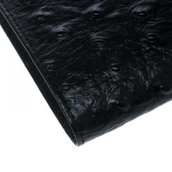 Cerruti 1881 Black Ostrich Embossed Leather Mayfair Bifold Wallet