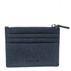 Cerruti 1881 Navy Blue Leather Chester 6CC Zip Card Holder