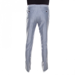 Pre Owned CH Carolina Herrera Grey Cotton Jacquard Tailored Trousers L