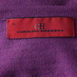 Pre Owned CH Carolina Herrera Purple Merino Wool V-Neck Sweater XL