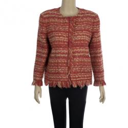 Pre Owned CH Carolina Herrera Collarless Tweed Jacket L