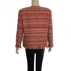 Pre Owned CH Carolina Herrera Collarless Tweed Jacket L