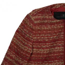 Pre Owned CH Carolina Herrera Collarless Tweed Jacket L