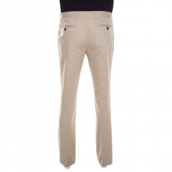 Pre Owned CH Carolina Herrera Beige Cotton Tailored Trousers L