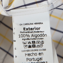 Pre Owned CH Carolina Herrera White Navy and Yellow Checked Cotton Shirt L