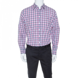CH Carolina Herrera Multicolor Checked Cotton Button Down Collar Shirt L