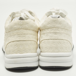 Pre Owned Chanel CC Size 41 Cream Suede Lace Up Sneakers