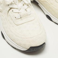Pre Owned Chanel CC Size 41 Cream Suede Lace Up Sneakers