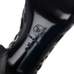 مملوكة مسبقًا Chanel Black Leather Cut Out Ankle Boots 38