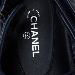 Chanel Navy Blue Quilted Leather CC Dad Sandals Size 41