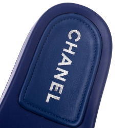 Chanel Blue Quilted Leather CC Slides Size 42