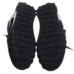 Pre Owned Chanel Blue/Black Fabric And Suede Leather Low Top Sneakers Size 41