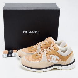 Chanel Multicolor Suede and Tweed CC Low To Sneakers Size 46