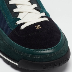 Chanel Multicolor Suede and Canvas CC Low Top Sneakers Size 42