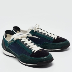 Chanel Multicolor Suede and Canvas CC Low Top Sneakers Size 42