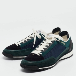 Chanel Multicolor Suede and Canvas CC Low Top Sneakers Size 42