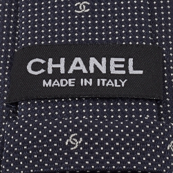 Pre Owned Chanel Navy Blue CC Silk Skinny Tie 