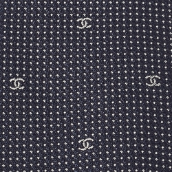 Pre Owned Chanel Navy Blue CC Silk Skinny Tie 