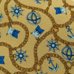 Chanel Yellow Anchor & Chain Printed Silk Tie