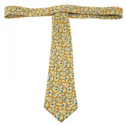 Chanel Yellow Anchor & Chain Printed Silk Tie