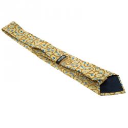 Chanel Yellow Anchor & Chain Printed Silk Tie