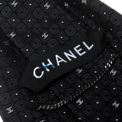 Chanel Black Logo Silk Jacquard Adjustable Short Traditional Tie