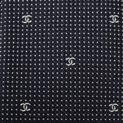 Pre Owned Chanel Navy Blue Micro Dot Logo Pattern Skinny Silk Tie
