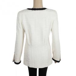 Pre Owned Chanel Classic Monochrome Tweed Jacket M