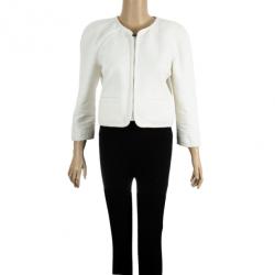 Pre Owned Chanel Cream Cotton Textured Jacket M