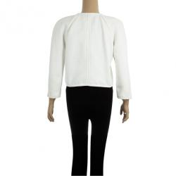 Pre Owned Chanel Cream Cotton Textured Jacket M