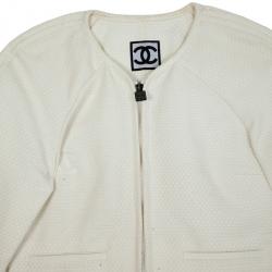 Pre Owned Chanel Cream Cotton Textured Jacket M