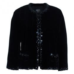 Pre Owned Chanel Velvet Embellished Jacket XXL