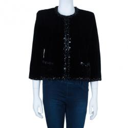 Pre Owned Chanel Velvet Embellished Jacket XXL