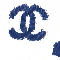 Chanel Cream & Blue Cotton-Silk Blend Knitted Boucle Finish Varsity Sweater M