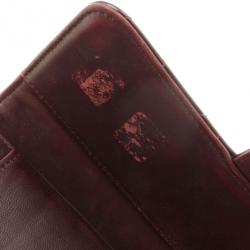 Pre Owned Chanel Dark Red Quilted Patent Classic Long Wallet
