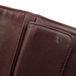 Pre Owned Chanel Dark Red Quilted Patent Classic Long Wallet
