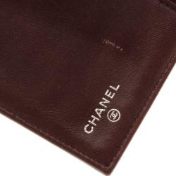 Pre Owned Chanel Dark Red Quilted Patent Classic Long Wallet
