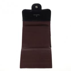 Pre Owned Chanel Black Lambskin Small Compact Wallet 