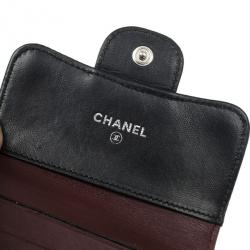 Pre Owned Chanel Black Lambskin Small Compact Wallet 
