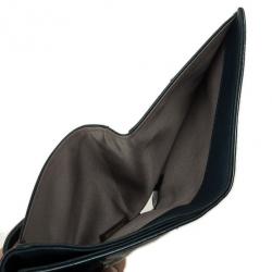 Pre Owned Chanel Teal Patent Symbols Lucky Charm Compact Wallet