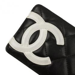 Pre Owned Chanel Black Lambskin Cambon Quilted Leather Card Holder