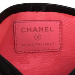 Pre Owned Chanel Black Lambskin Cambon Quilted Leather Card Holder