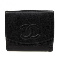 Pre Owned Chanel Black Caviar Compact CC Wallet 
