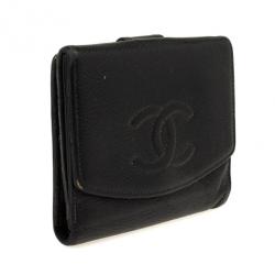 Pre Owned Chanel Black Caviar Compact CC Wallet 