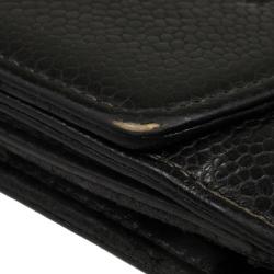 Pre Owned Chanel Black Caviar Compact CC Wallet 