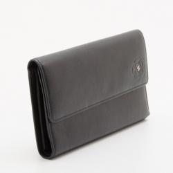 Pre Owned Chanel Black Leather CC Camelia Flap Wallet