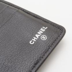 Pre Owned Chanel Black Leather CC Camelia Flap Wallet